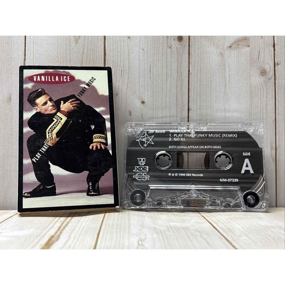 Vtg Vanilla Ice Play That Funky Music White Boy Single Cassette 1990s DJ Stock